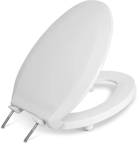 Centoco Asiento de inodoro elevado de 2 pulgadas para personas mayores, alargado, parte delantera cerrada con cubierta, plástico, fabricado en EE.