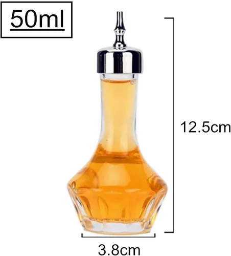 Miniatura 2 de Bitters Bottle - Botella de vidrio de 1.7 fl oz con tapa de acero inoxidable, herramienta de barra profesional para hacer cócteles (plateado)