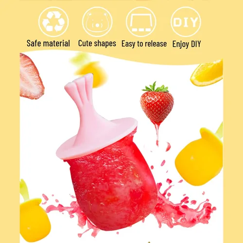 Miniatura 2 de Moldes de mini paletas para niños y bebés, con formas de animales, 6 piezas, máquina de hacer paletas de hielo, sin BPA, de silicona, para hacer