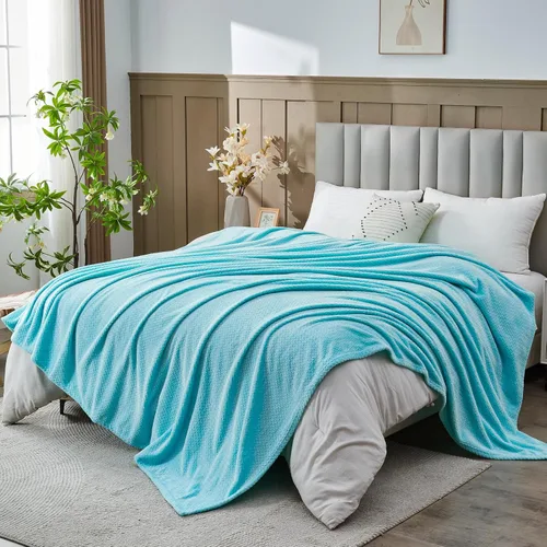 Miniatura 33 de NEWCOSPLAY Manta de Tiro Súper Suave Aqua Franela Sedosa Premium Fleece con Patrón de Hojas Ligera Manta de Cama para Uso en Todas las Estaciones