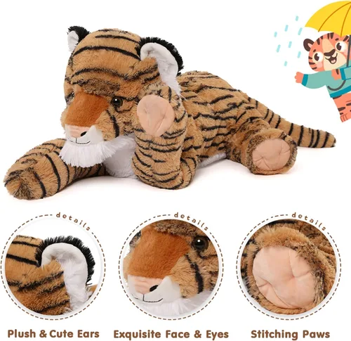 Miniatura 5 de MorisMos Juguetes de Peluche de Tigre - Conjunto Suave de Peluche de Tigre Mamá y Bebés, Tamaño Grande, 20 pulgadas