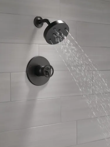 Miniatura 2 de DELTA FAUCET Trinsic - Grifo de ducha de un solo mango con cabezal de ducha H2Okinetic, juego de grifo de ducha negro, kit de molduras de ducha