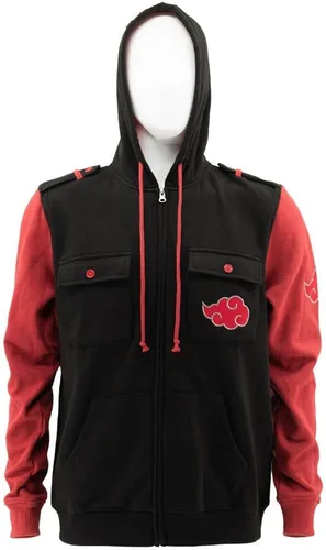 Miniatura 6 de Ripple Junction Naruto Shippuden Men's Authentic Full Zip Hooded Sweatshirt wChest Pockets Black Red Officially Licensed
