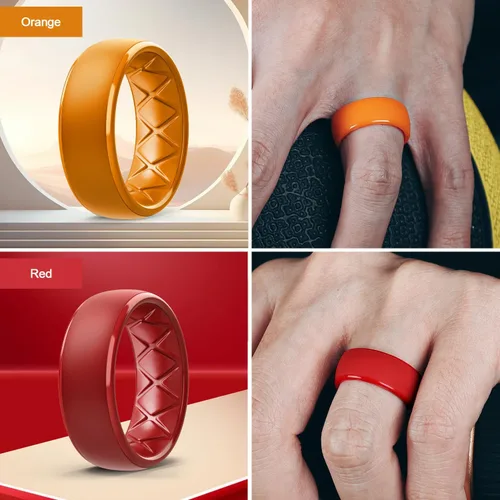 Miniatura 19 de Egnaro Anillos de boda de silicona para hombre: 1/4/6/7 Multipack de anillos de boda de goma con arco interior Diseño ergonómico transpirable