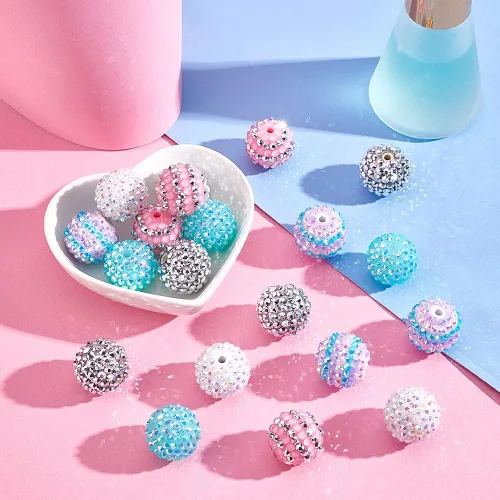 Miniatura 4 de PH PandaHall 20 cuentas en trozos de 0.709 in de resina de goma de mascar de acrílico con diamantes de imitación, grandes sueltas para Halloween