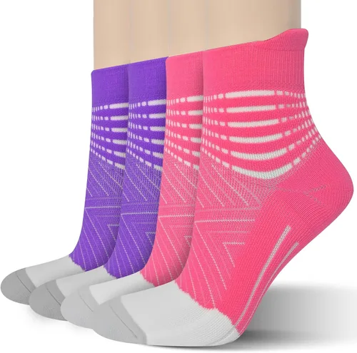 Miniatura 10 de Calcetines de compresión para el tobillo para mujer, con absorción Coolmax, deportivos y acolchados, alivio de la fascitis plantar, paquete de 2, 3
