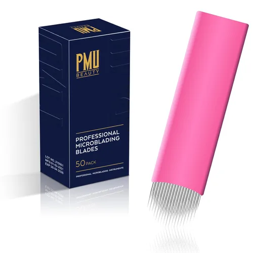 Miniatura 8 de 50 Uds agujas Microlading profesionales 12 pines curvados planos con 0.007 in de diámetro desechables manuales cuchillas de cejas suministros