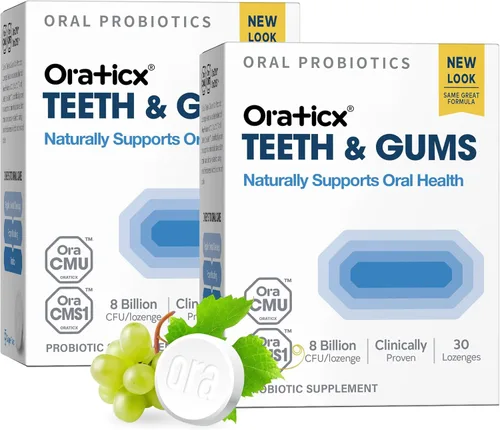 OraTicx Probióticos orales para dientes y encías, 8 mil millones de UFC, apoya naturalmente la salud oral, el aliento fresco y la inmunidad,