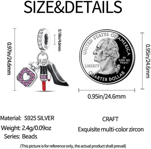 Miniatura 4 de CYCUFF Abalorios de plata de ley 925 adecuados para collares de dijes, pulseras, abalorios, joyería de regalo para mujer