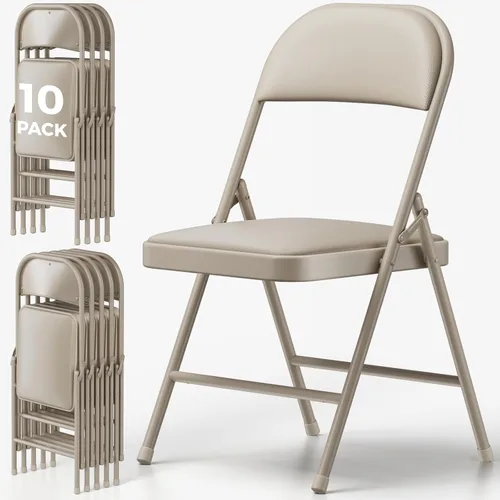 Miniatura 13 de Paquete de 2 sillas plegables, sillas de comedor plegables de piel sintética con asiento y respaldo acolchados, juego de sillas plegables