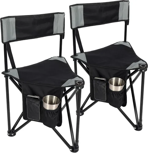 REDCAMP Paquete de 2 Sillas de Camping con Trípode Plegables Ligeras, Asiento de Taburete Trípode Portátil de 3 Patas con Respaldo, Silla de Golf