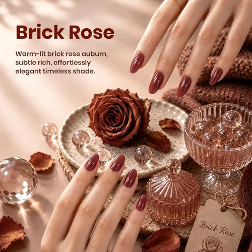 Miniatura 4 de Beetles - Esmalte de uñas de gel marrón y rojo – Esmalte de uñas en gel rosa ladrillo de 0.5 onzas líquidas, esmalte de uñas translúcido color caoba