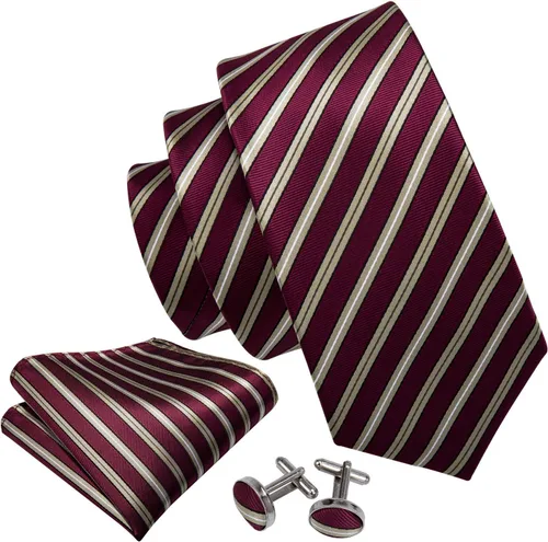 Miniatura 152 de Barry.Wang Juego de corbatas para hombre, corbata de seda a rayas, tejido a cuadros, gemelos formales, negocios, boda