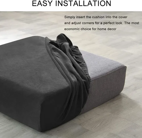 Miniatura 5 de Fundas de cojín de terciopelo para sofá, funda elástica para cojín de sofá suave, protector de muebles extraíble y lavable para sala de estar, Negro