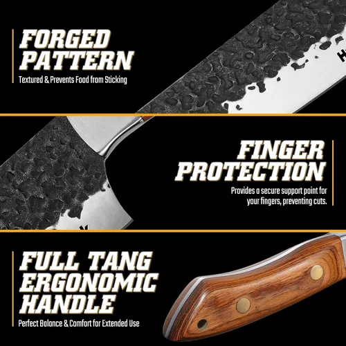 Miniatura 6 de Huusk Cuchillo de chef japonés de 8 pulgadas, cuchillos de cocina forjados a mano con mango ergonómico de espiga completa, cuchillo de cocina