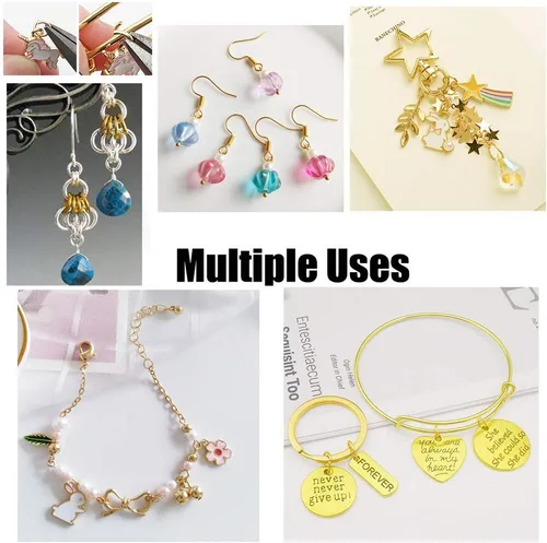 Miniatura 4 de 100 anillos divididos de acero inoxidable chapados en oro, anillos de salto para hacer joyas, collares, pulseras, aretes, llavero, manualidades