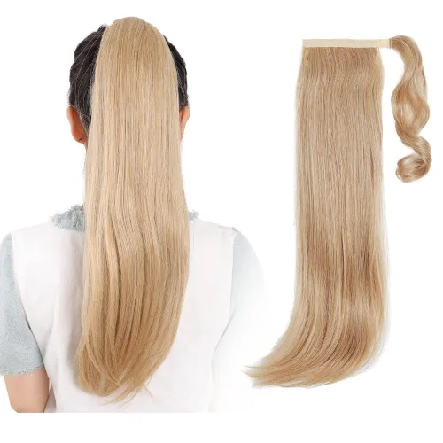 Miniatura 33 de Extensiones de cabello para cola de caballo, extensión de cola de caballo roja de 16 pulgadas, corta, ondulada, rizada, envolvente, cola de caballo