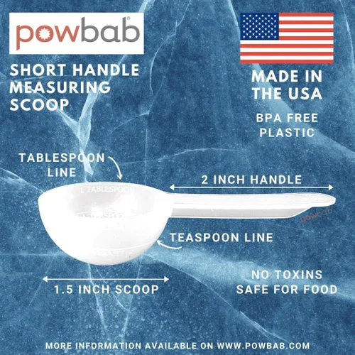 Miniatura 3 de Powbab - Cuchara medida de 1 cucharada de mango corto para botes. Fabricado en Estados Unidos. Medida de polvo de doble uso para 1 cucharadita a 1
