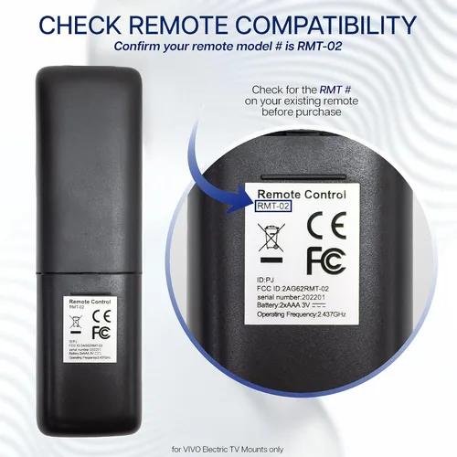 Miniatura 2 de VIVO Control remoto RF de repuesto para soportes de TV motorizados eléctricos compatibles, 2 ajustes de memoria, radiofrecuencia, amplio rango