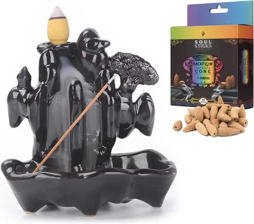 Miniatura 9 de SOUL STICKS Soporte de incienso de reflujo fuente de cascada para el hogar, oficina, yoga, decoración de habitación y aromaterapia con 1 paquete
