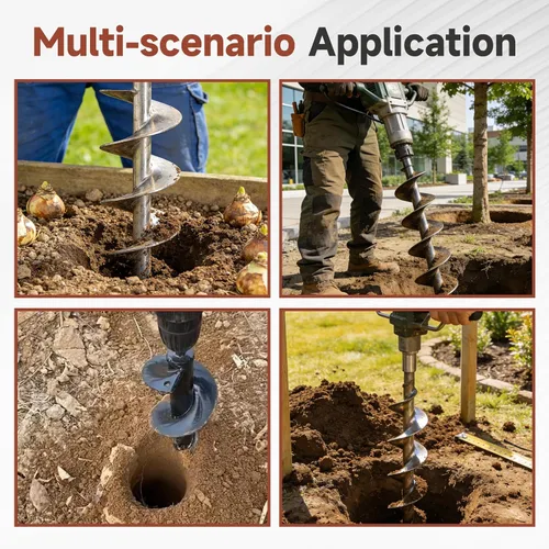 Miniatura 7 de Brocas de taladro de tierra de 4 pulgadas para plantar, 4 brocas para taladro de motor de gasolina de 31.5 pulgadas, brocas para excavadoras