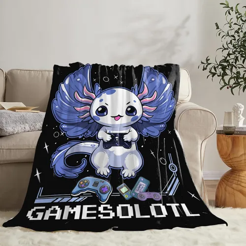 Miniatura 2 de Tijuboni Axolotl Manta de Juegos para Videojuegos, Regalos de Juegos para Niñas, Niños, Mujeres, Hombres, Niños y Adultos, Manta Suave de Franela