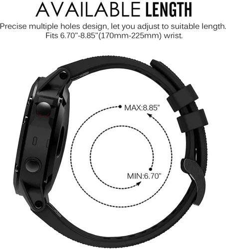 Miniatura 4 de Compatible con Garmin Fenix 5X, correa de silicona de repuesto para Garmin Fenix 5X/Fenix 5X Plus/Fenix 6X/Fenix 6X Pro/Fenix 7X/Fenix 7X