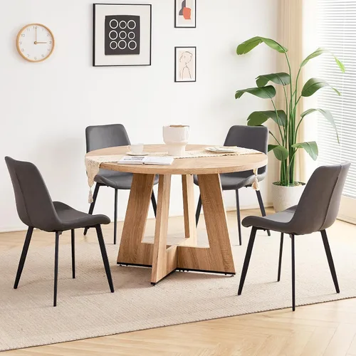 Miniatura 15 de Juego de mesa de comedor redonda de 47 pulgadas para 4 con sillas, mesa de cocina y sillas, juego de sillas modernas de mediados de siglo con patas