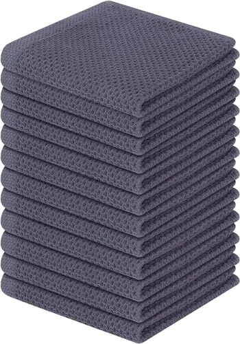 Miniatura 285 de Homaxy Paños de cocina de 100% algodón con tejido de gofre, ultra suaves, absorbentes, de secado rápido, 12 x 12 pulgadas, paquete de 6, amarillo