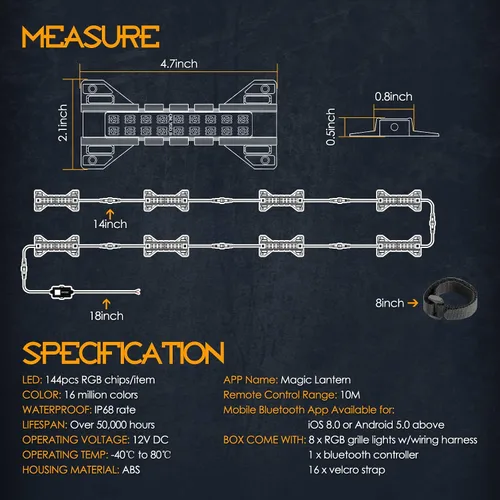 Miniatura 2 de Nirider - Kit de luces LED RGB para rejilla de raptor, luces estroboscópicas, luces subterráneas, luces de roca para camioneta Ford Raptor Tacoma