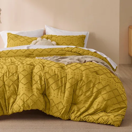 Miniatura 39 de Bedsure Juego de Edredón Tamaño Twin – Edredón beige, ropa de cama Boho con mechones estilo shabby chic para niños, juego de ropa de cama vintage