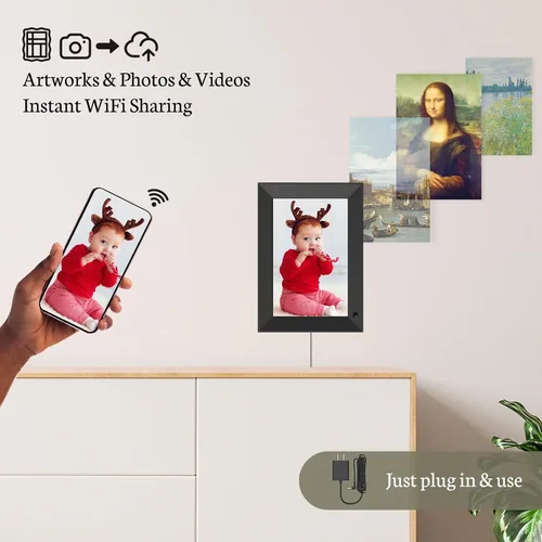 Miniatura 4 de BSIMB - Portarretratos digital de 8 pulgadas con pantalla táctil, portarretratos electrónico mediante Wi-Fi con pantalla HD de 1280 x 800, álbum