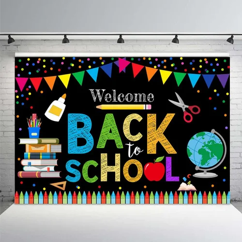 MEHOFOND Telón de fondo de bienvenida de regreso a la escuela de 7 x 5 pies para niños, preescolar, primer día en persona, escuela, jardín de