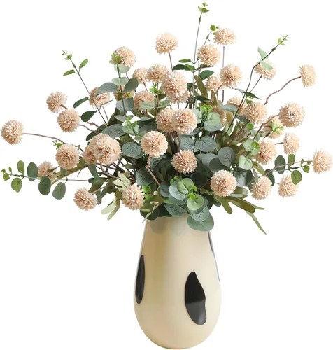 Serra Flora 10 piezas de flores artificiales de seda sintética para jarrón, mini crisantemos falsos a granel para interiores con tallos para centros