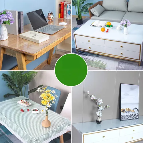 Miniatura 5 de Manteles de PVC transparente esmerilado, protector de mesa, resistente al agua y al aceite, protector de escritorio de 0.079 pulgadas de grosor