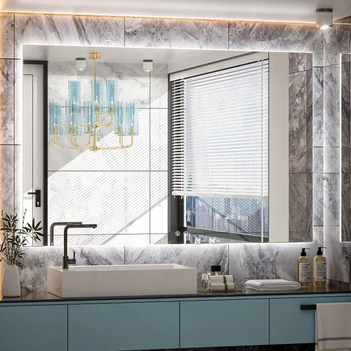 Miniatura 36 de TETOTE - Espejo retroiluminado para baño con luz, botón táctil regulable y función antivaho (horizontal o vertical)