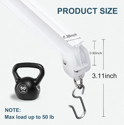 Miniatura 2 de MaKefeile Sistema de rieles de cortinas de techo, rieles de cortina flexibles y flexibles para montaje en techo, riel deslizante de aluminio Blanco