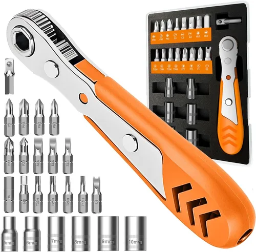 Miniatura 10 de TOOLMAK Juego de Destornilladores de Trinquete Destornillador 42 en 1 Juego de Llaves de Trinquete, Con Mangos de Trinquete Giratorios y Estuche