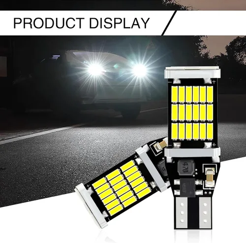 Miniatura 3 de Paquete de 4 luces LED de marcha atrás, T15 4014 45SMD, chipsets de luz de marcha atrás, Canbus sin errores, luces de respaldo de carga de frenos