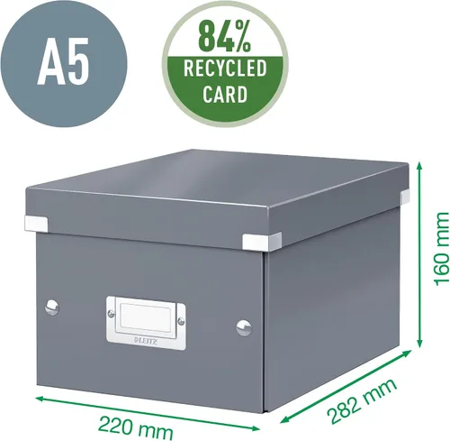 Miniatura 4 de Leitz Caja de almacenamiento A5, rango de clic y tienda 60430001 - Caja de almacenamiento pequeña, blanca A5 Azul (Ice Blue)