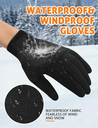 Miniatura 2 de AURUZA Guantes de invierno para hombres, guantes de ciclismo resistentes al viento para clima frío para hombres, guantes de correr al aire libre