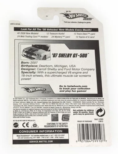 Miniatura 2 de Hot Wheels 2008 Nuevos Modelos 2007 Ford Mustang Shelby GT500 GT-500 Blanco