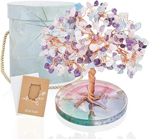 Miniatura 9 de ZenBless Árbol de la Vida de Piedras de Cristales Curativos de 7 Chakras, Árbol de Dinero Feng Shui, Pequeño Bonsái Falso Zen Espiritual