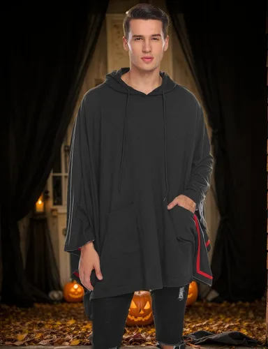 Miniatura 2 de COOFANDY - Poncho con capucha, unisex, casual, suéter con bolsillo