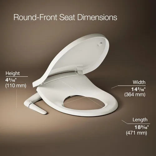 Miniatura 3 de Kohler PureWash M250 - Asiento de inodoro para bidé, redondo, manual, color crema, con tapa de cierre silencioso que evita golpes, fácil instalación