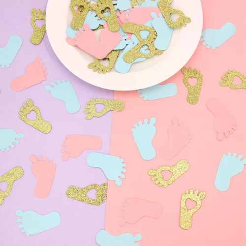 Miniatura 3 de Huella de confeti para baby shower para revelación de género, decoración de mesa de fiesta, regalo de fiesta de género para bebé, caja