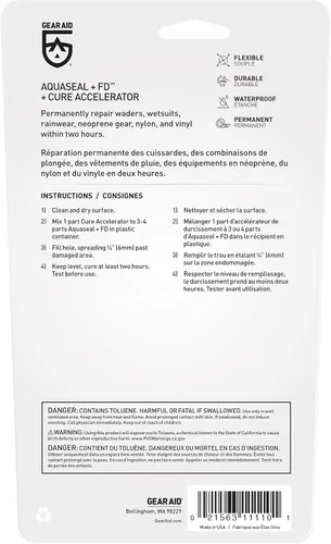 Miniatura 3 de Gear AID Aquaseal FD - Adhesivo de Reparación Flexible y Duradero y Acelerador de Curado para Reparar Agujeros y Rasgaduras en Vadeadores, Trajes
