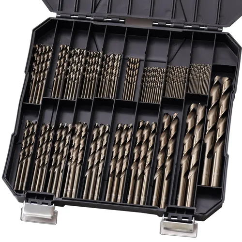 Juego de brocas de cobalto para metal endurecido y acero inoxidable, 122 piezas M35 de acero de alta velocidad con torsión Jobber, brocas de metal
