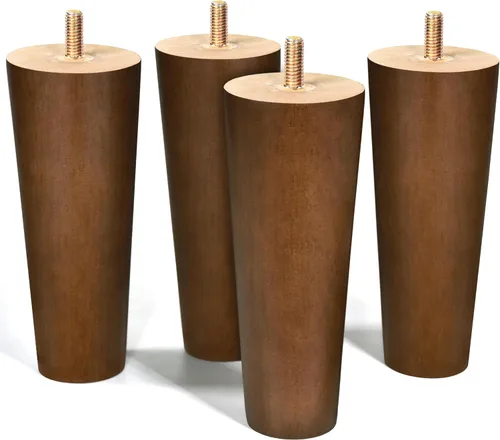 Miniatura 8 de Patas de muebles de madera de 4 pulgadas, patas de repuesto marrones para sofá, armario, futón, aparador, paquete de 4