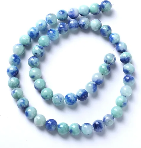 Miniatura 6 de 60 cuentas de piedra de jade persa verde natural de 0.236 pulgadas para hacer joyas, cuentas espaciadoras sueltas redondas y sueltas, pulseras